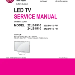 Lg 22lb4510 pu service manual cover with photo's of Beko dryers, model code and contents