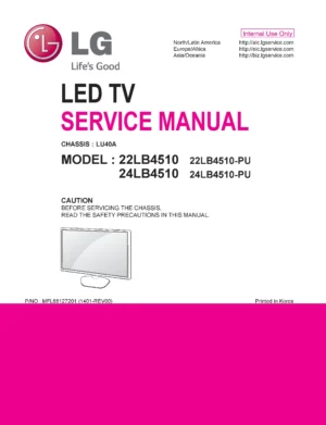 Lg 22lb4510 pu service manual cover with photo's of Beko dryers, model code and contents