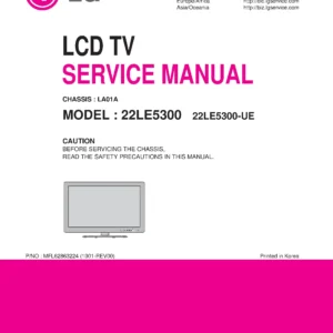 Lg 22le5300 22le5300 ue service manual cover with photo's of Beko dryers, model code and contents