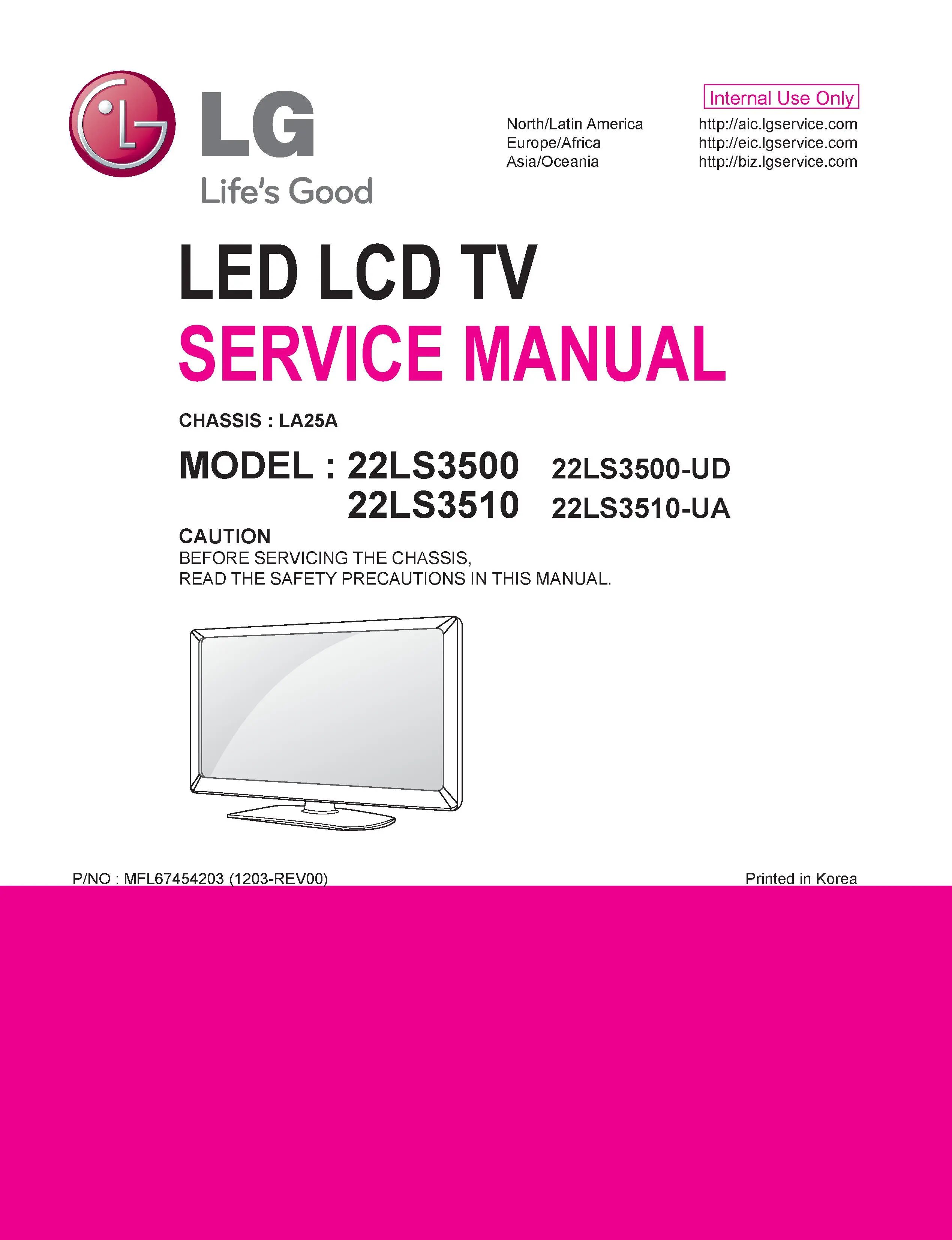 Lg 22ls3500 ud service manual cover with photo's of Beko dryers, model code and contents