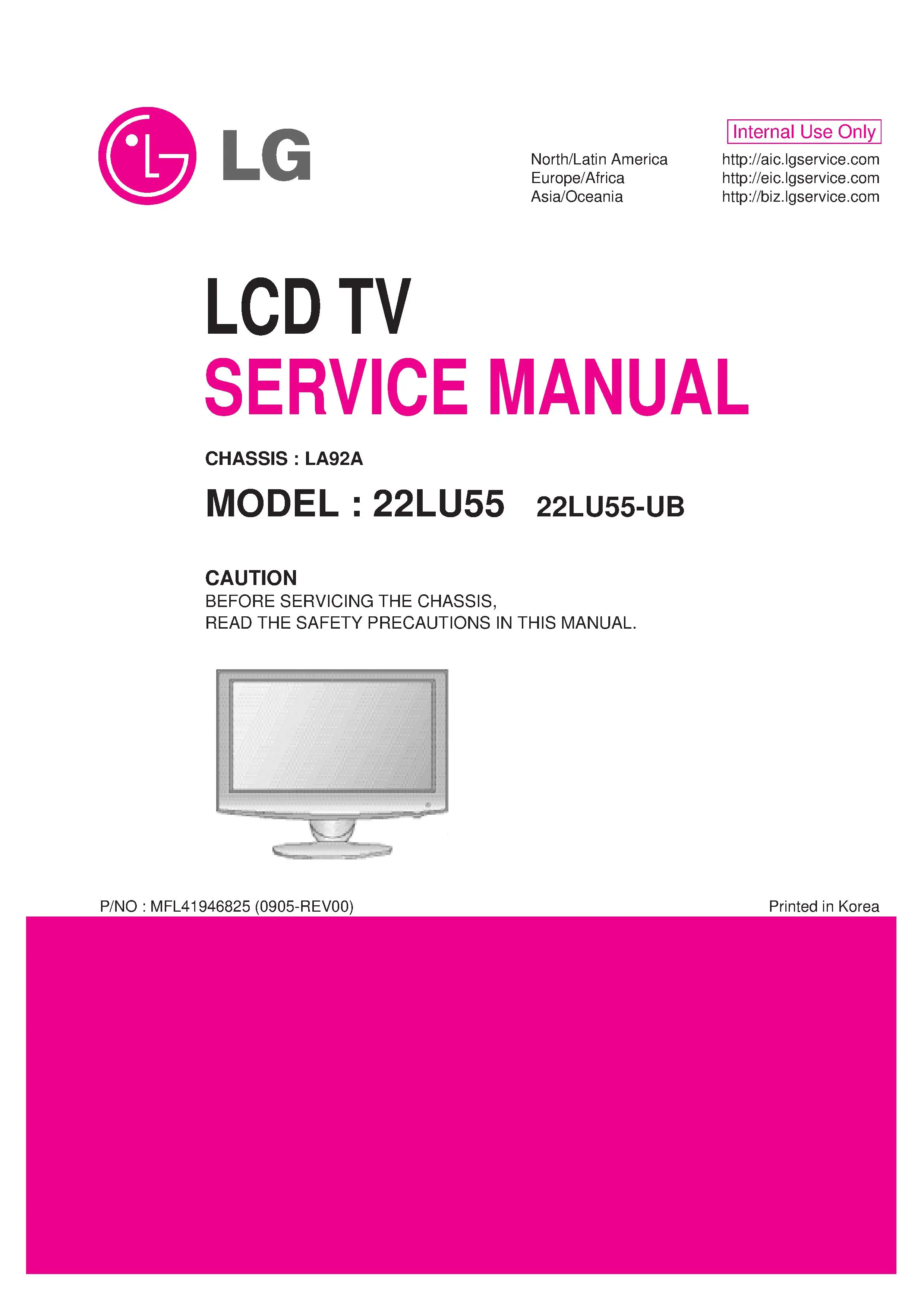 Lg 22lu55 22lu55 ub service manual cover with photo's of Beko dryers, model code and contents