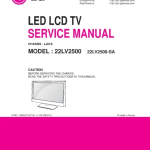Lg 22lv2500 sa service manual cover with photo's of Beko dryers, model code and contents