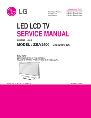 Lg 22lv2500 sa service manual cover with photo's of Beko dryers, model code and contents
