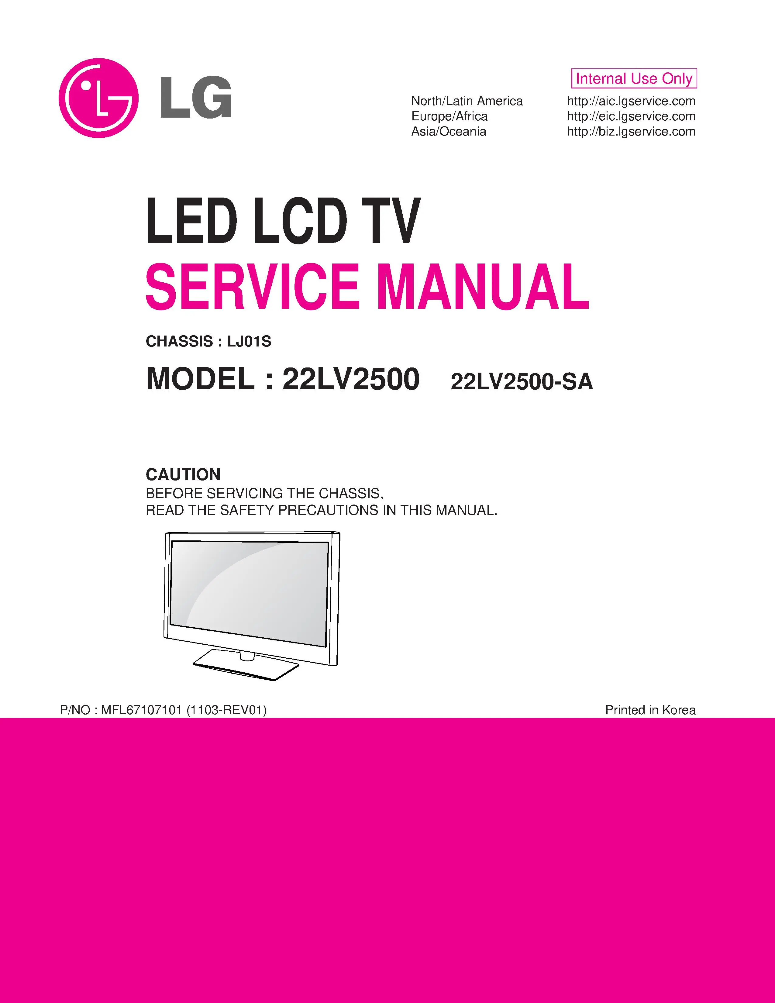 Lg 22lv2500 sa service manual cover with photo's of Beko dryers, model code and contents