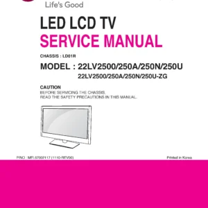 Lg 22lv2500 zg service manual cover with photo's of Beko dryers, model code and contents