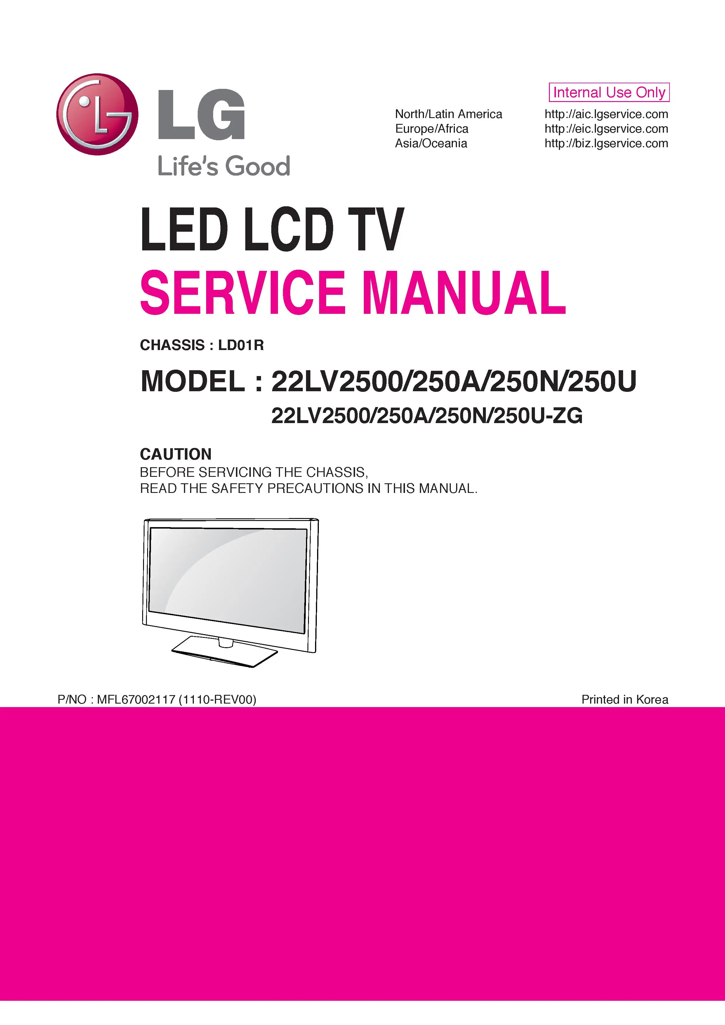 Lg 22lv2500 zg service manual cover with photo's of Beko dryers, model code and contents