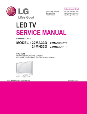 Lg 22ma33d pt service manual cover with photo's of Beko dryers, model code and contents