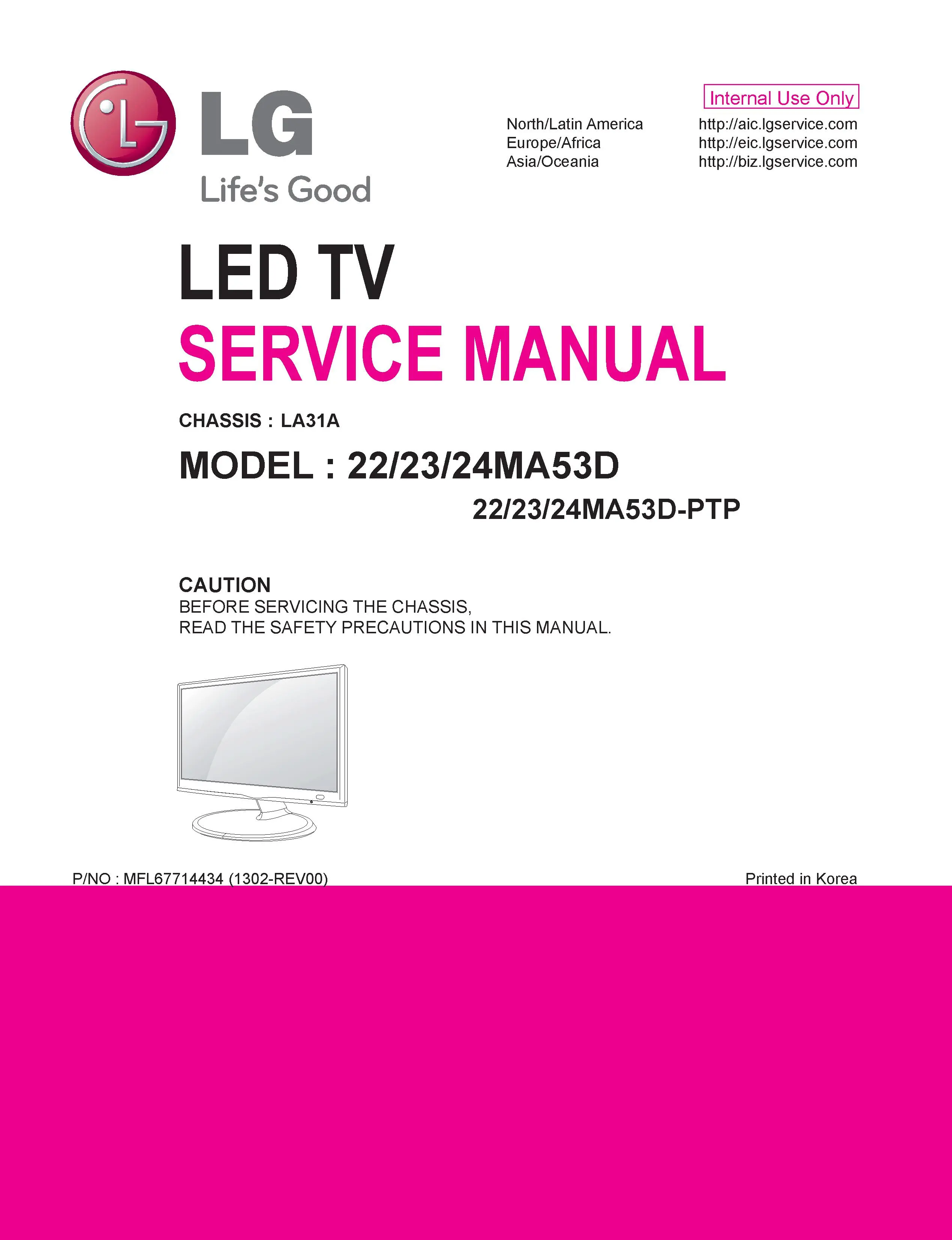 Lg 22ma53d pt service manual cover with photo's of Beko dryers, model code and contents