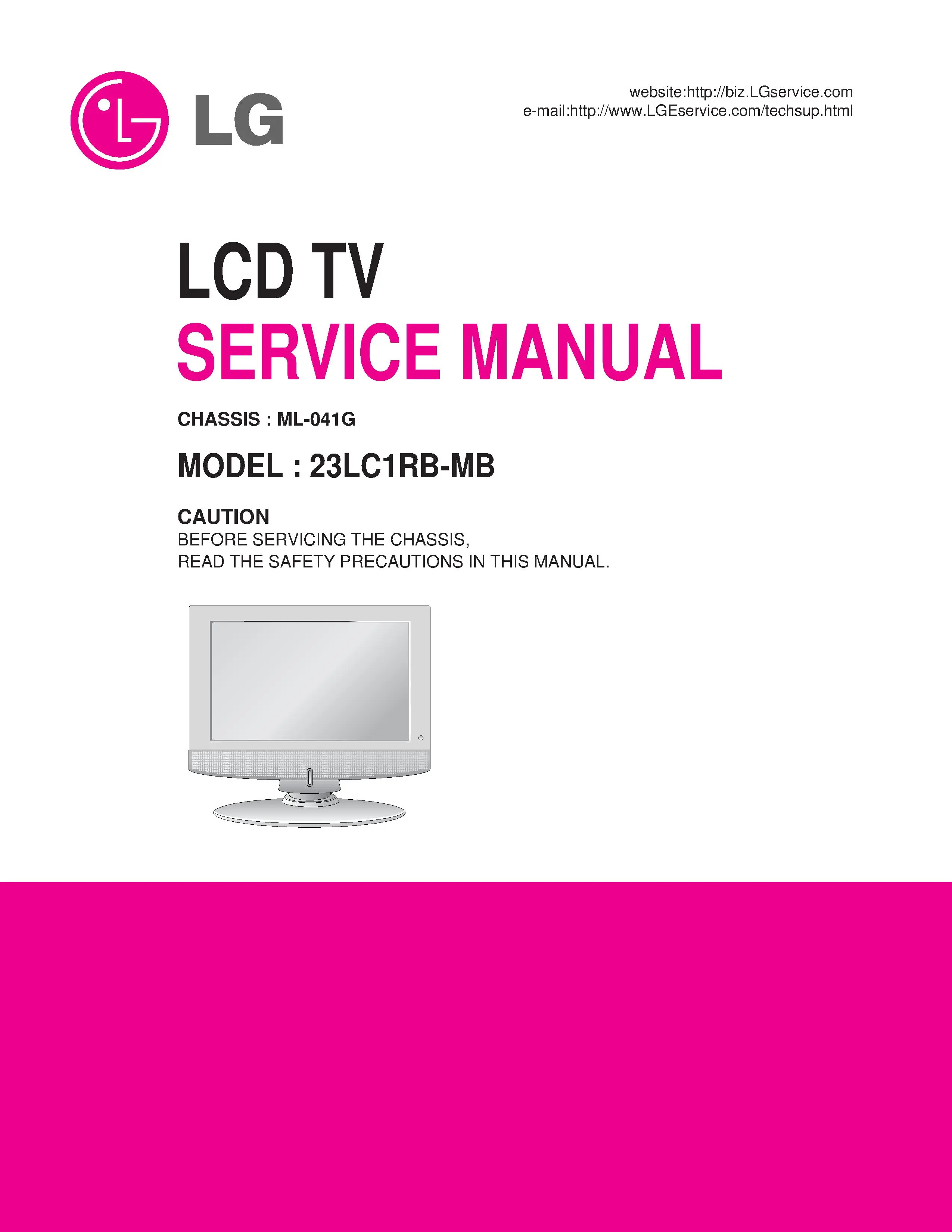 Lg 23lc1rb service manual cover with photo's of Beko dryers, model code and contents