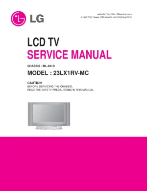Lg 23lx1rv service manual cover with photo's of Beko dryers, model code and contents