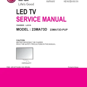 Lg 23ma73d pu service manual cover with photo's of Beko dryers, model code and contents