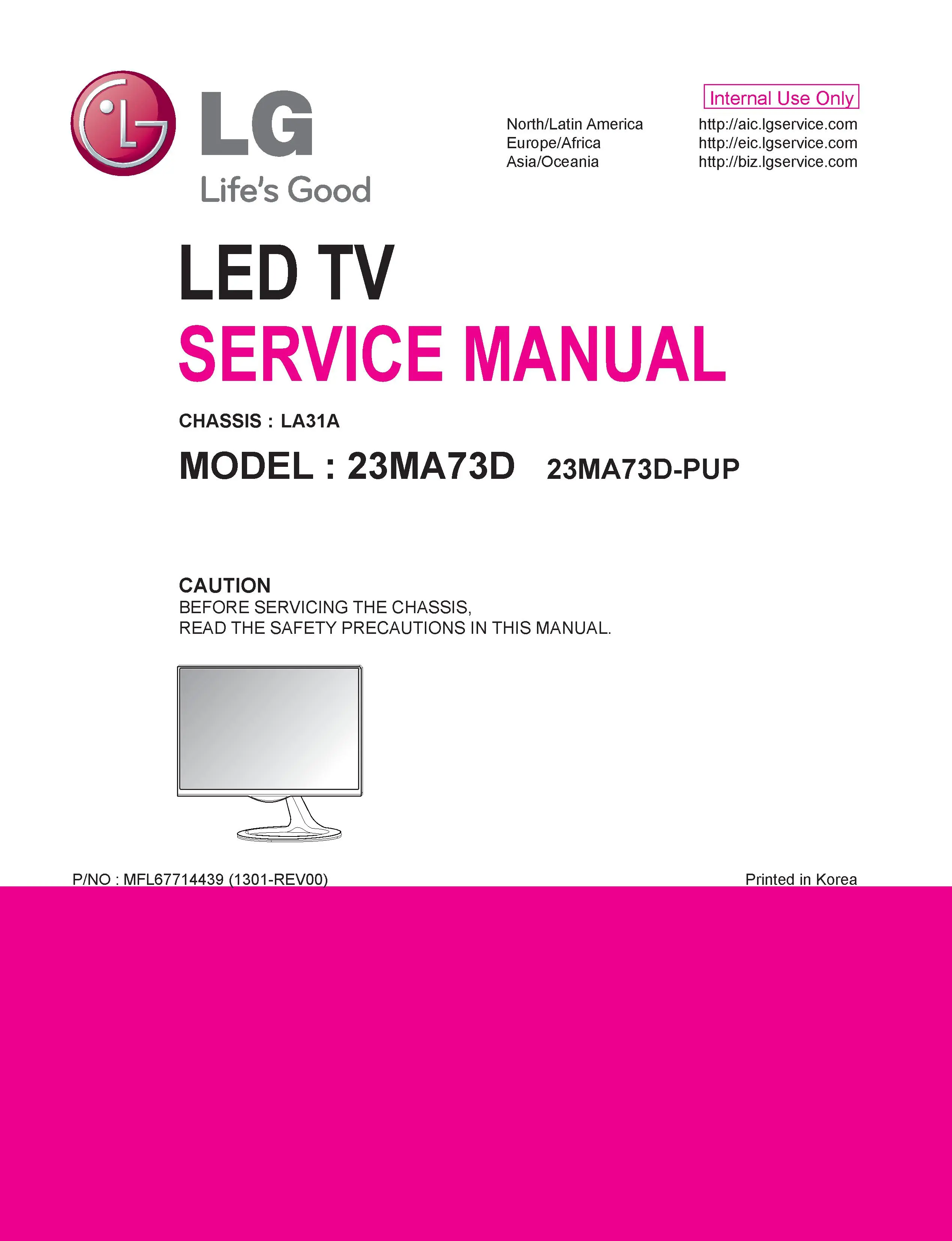 Lg 23ma73d pu service manual cover with photo's of Beko dryers, model code and contents