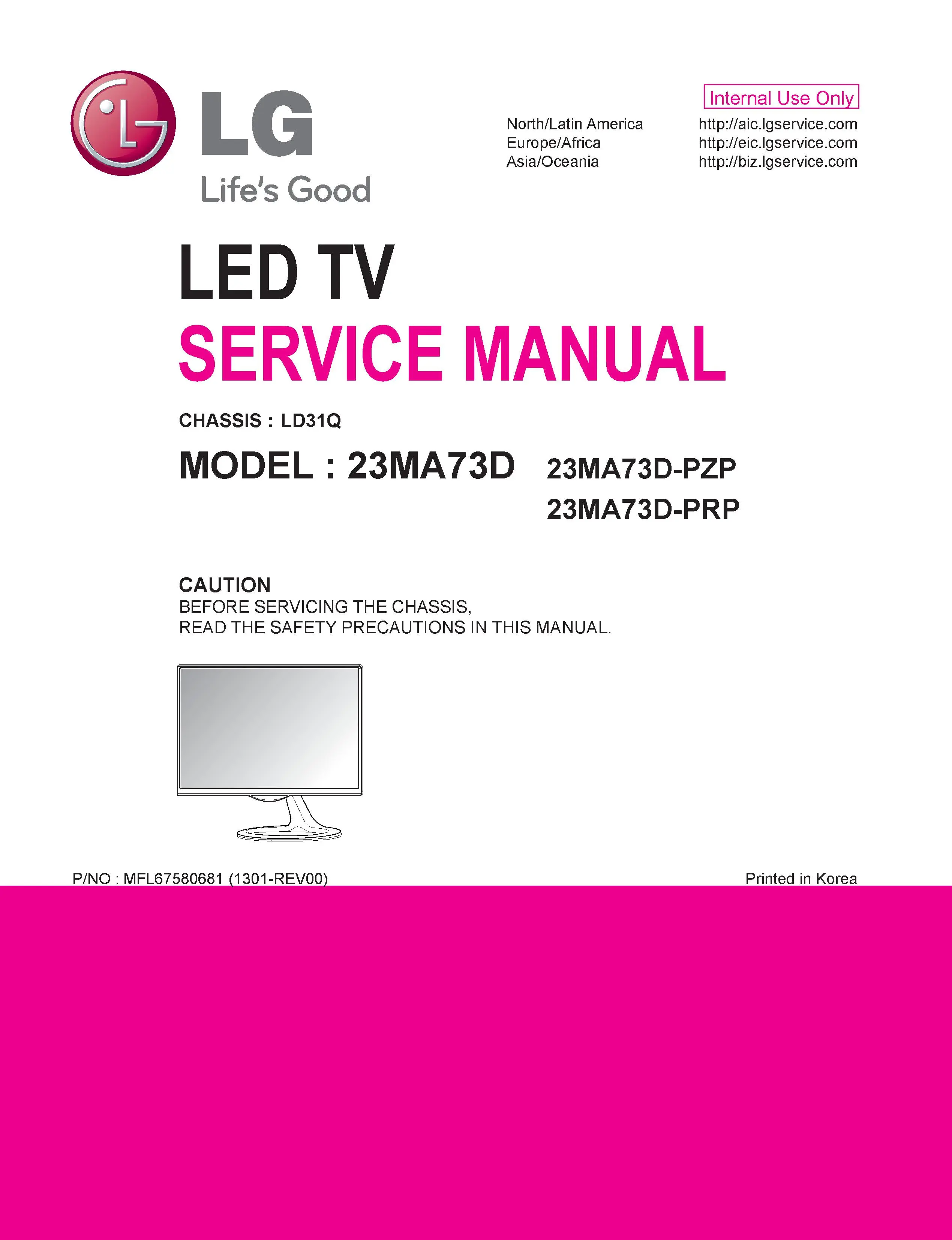 Lg 23ma73d pz service manual cover with photo's of Beko dryers, model code and contents