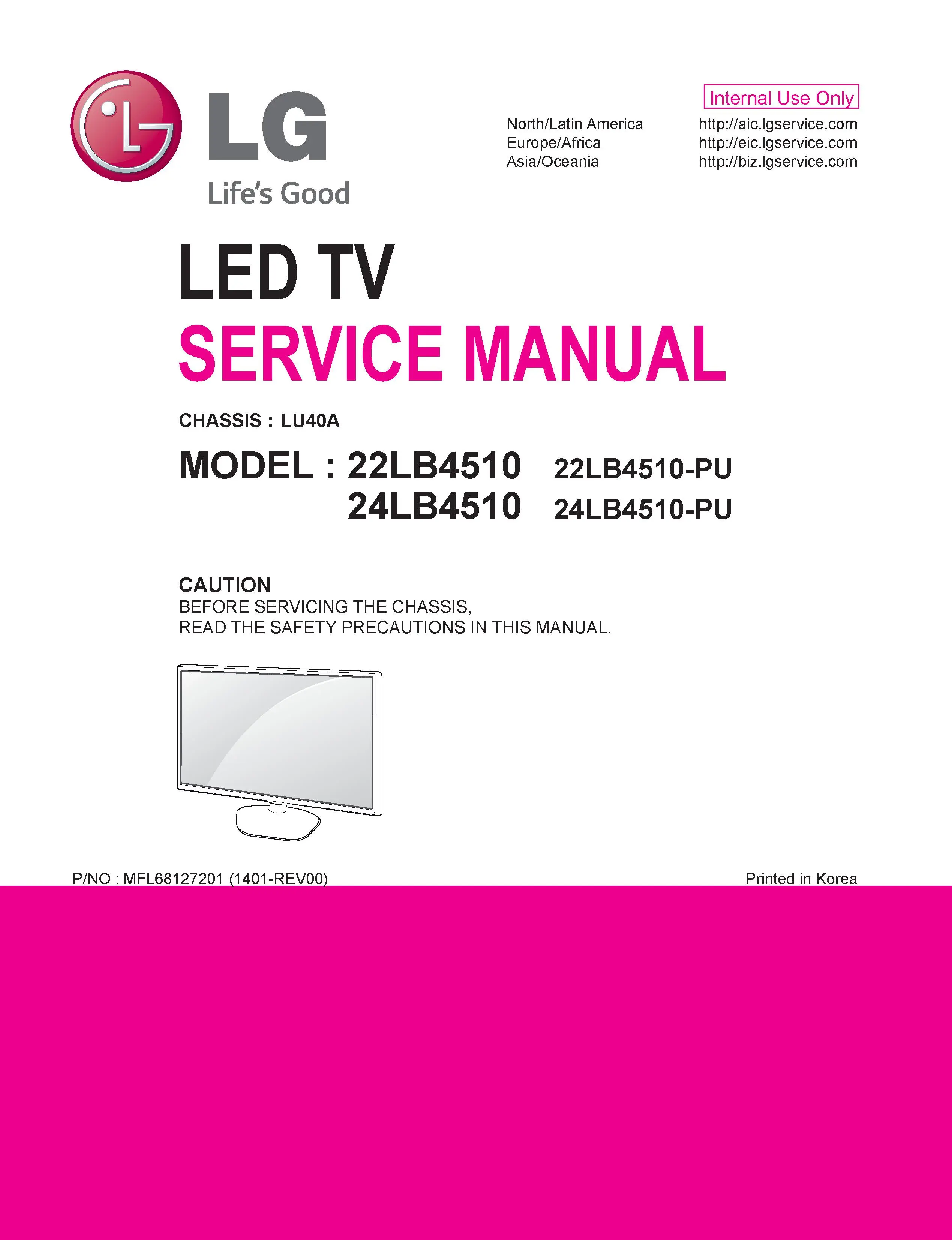 Lg 24lb4510 pu service manual cover with photo's of Beko dryers, model code and contents