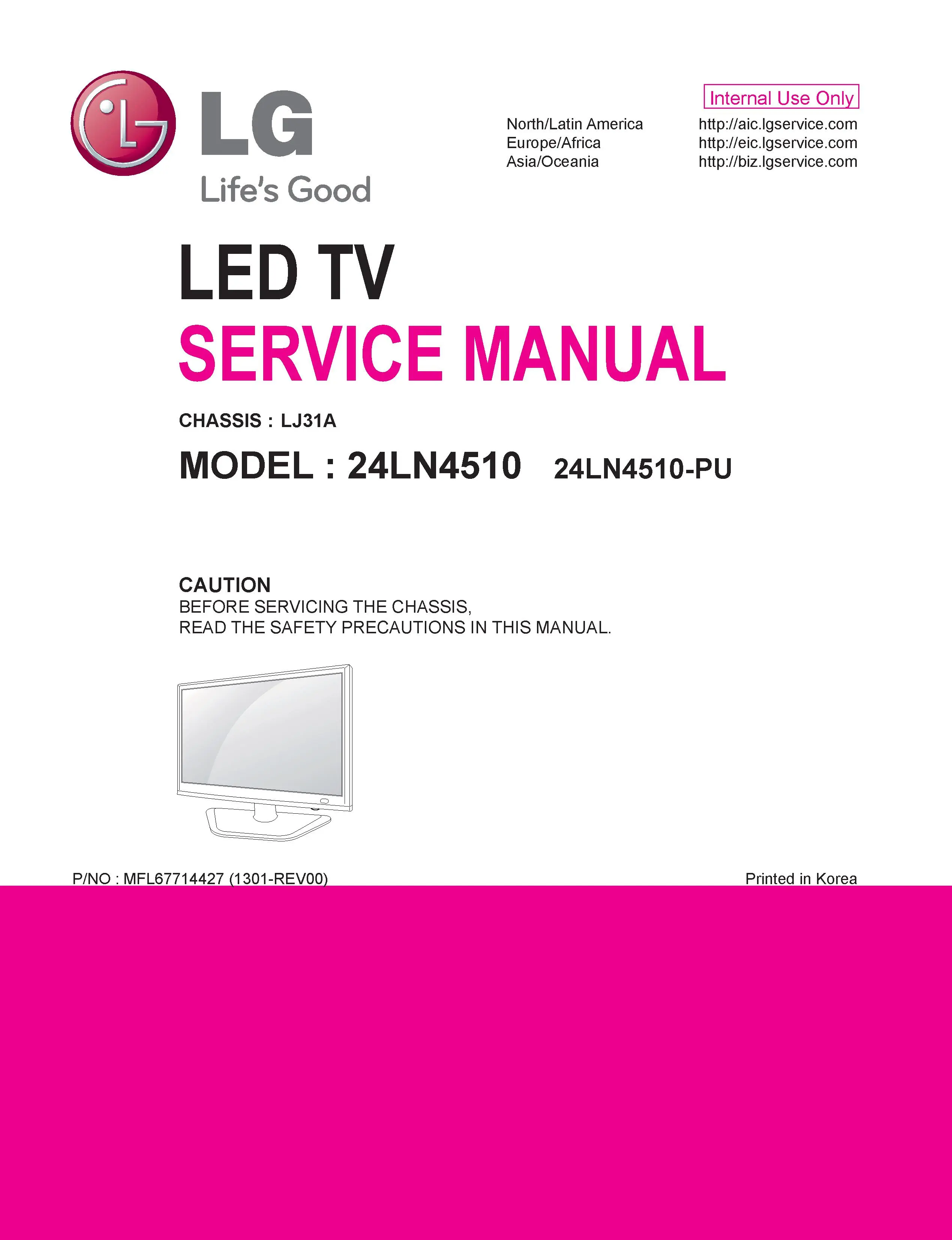 Lg 24ln4510 pu service manual cover with photo's of Beko dryers, model code and contents