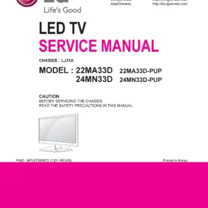 Lg 24mn33d pu service manual cover with photo's of Beko dryers, model code and contents