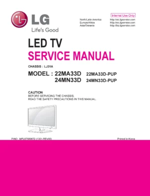 Lg 24mn33d pu service manual cover with photo's of Beko dryers, model code and contents