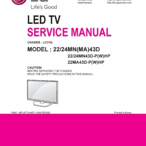 Lg 24mn43d ph service manual cover with photo's of Beko dryers, model code and contents