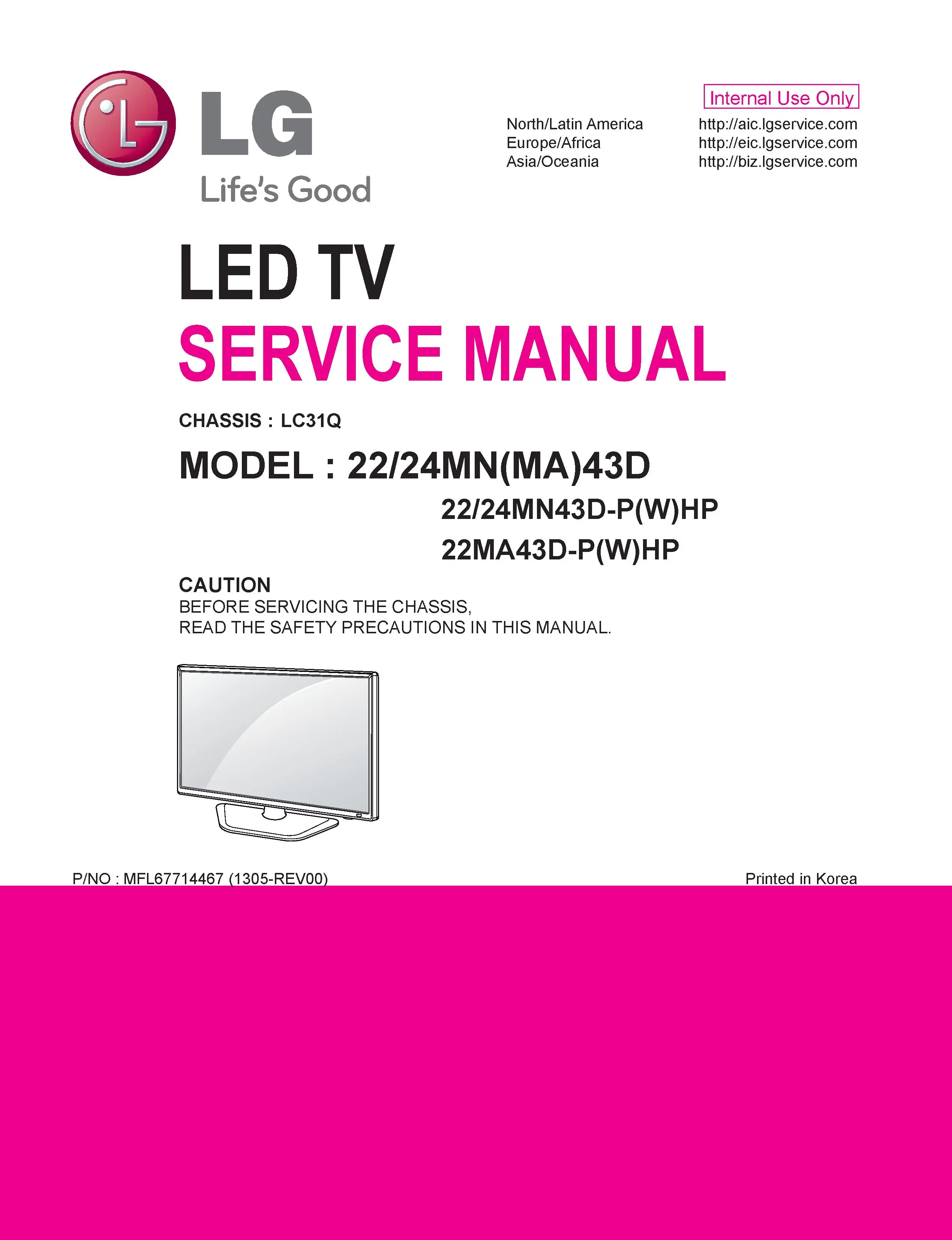 Lg 24mn43d ph service manual cover with photo's of Beko dryers, model code and contents