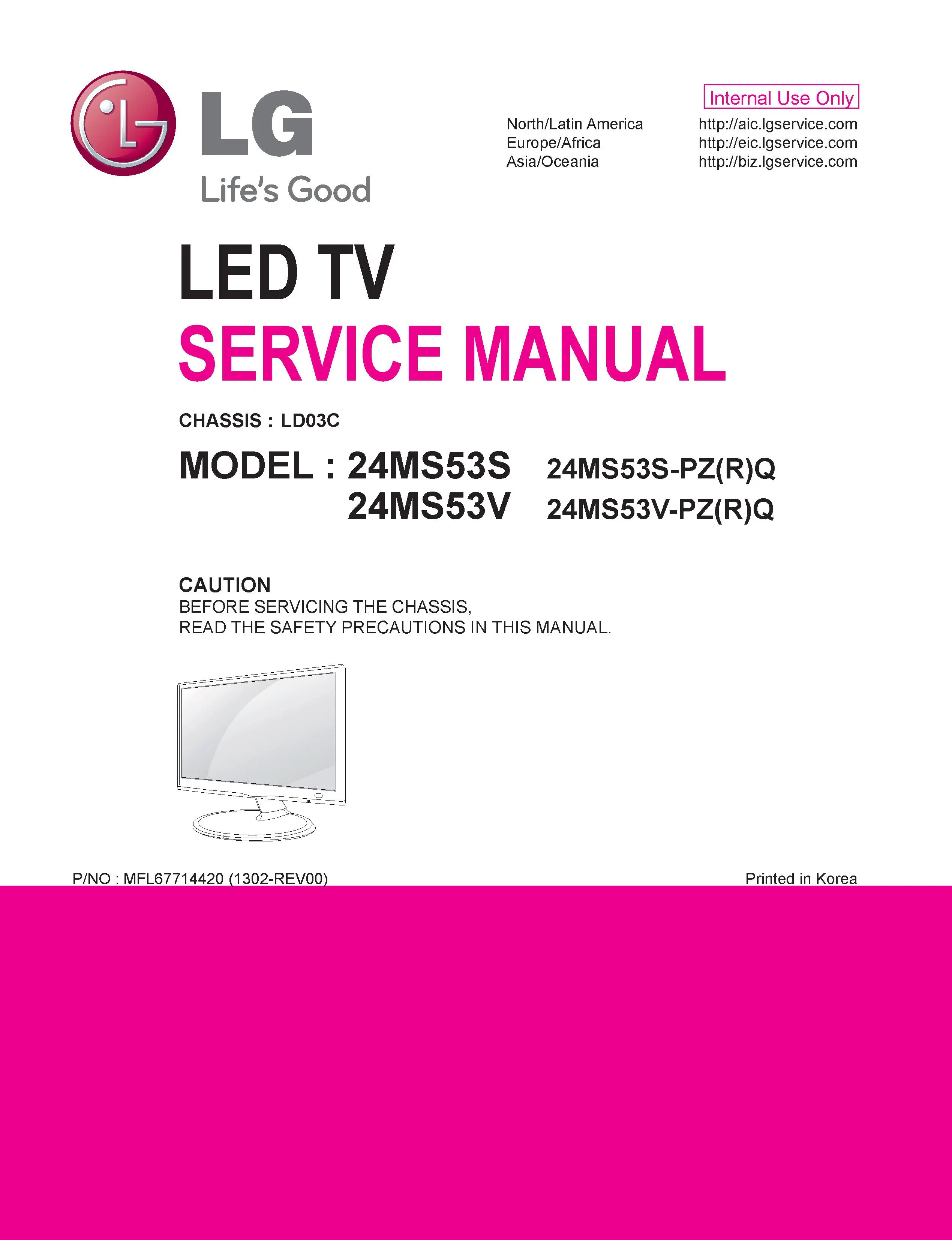 Lg 24ms53v pz service manual cover with photo's of Beko dryers, model code and contents