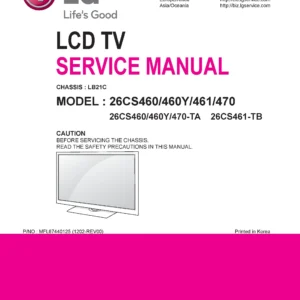 Lg 26cs460 ta service manual cover with photo's of Beko dryers, model code and contents