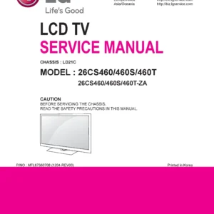 Lg 26cs460 za service manual cover with photo's of Beko dryers, model code and contents