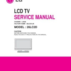 Lg 26lc2d service manual cover with photo's of Beko dryers, model code and contents
