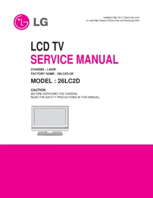 Lg 26lc2d service manual cover with photo's of Beko dryers, model code and contents