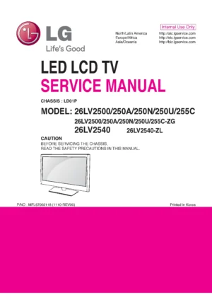 Lg 26lv2500 zg service manual cover with photo's of Beko dryers, model code and contents