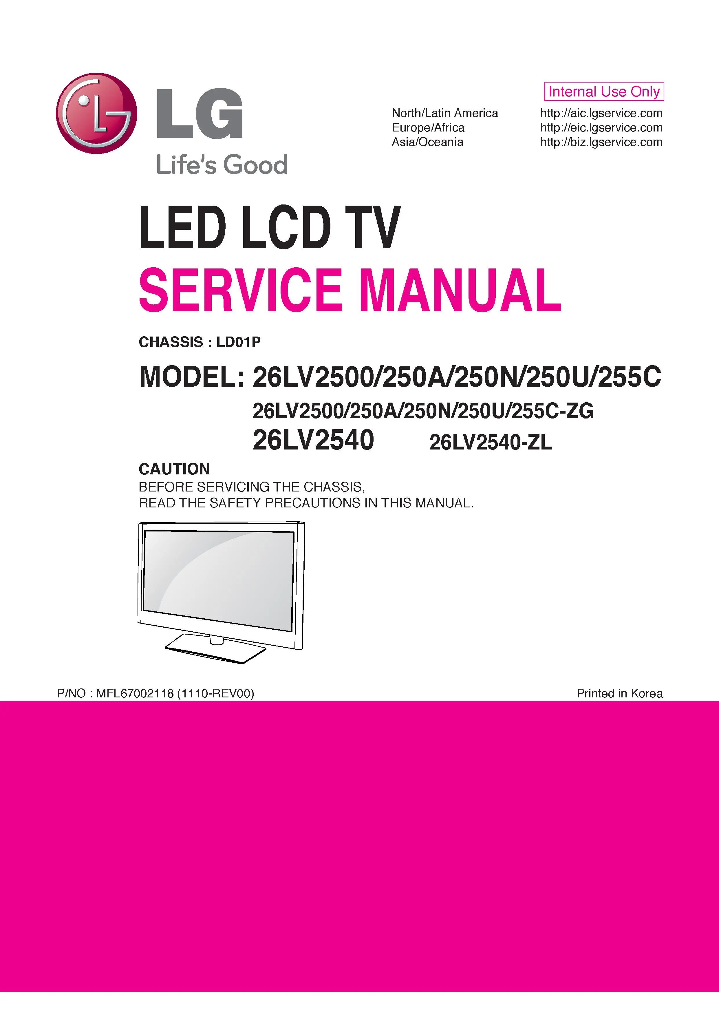 Lg 26lv2500 zg service manual cover with photo's of Beko dryers, model code and contents