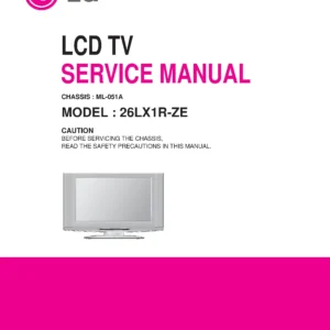 Lg 26lx1r service manual cover with photo's of Beko dryers, model code and contents