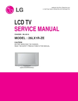 Lg 26lx1r service manual cover with photo's of Beko dryers, model code and contents