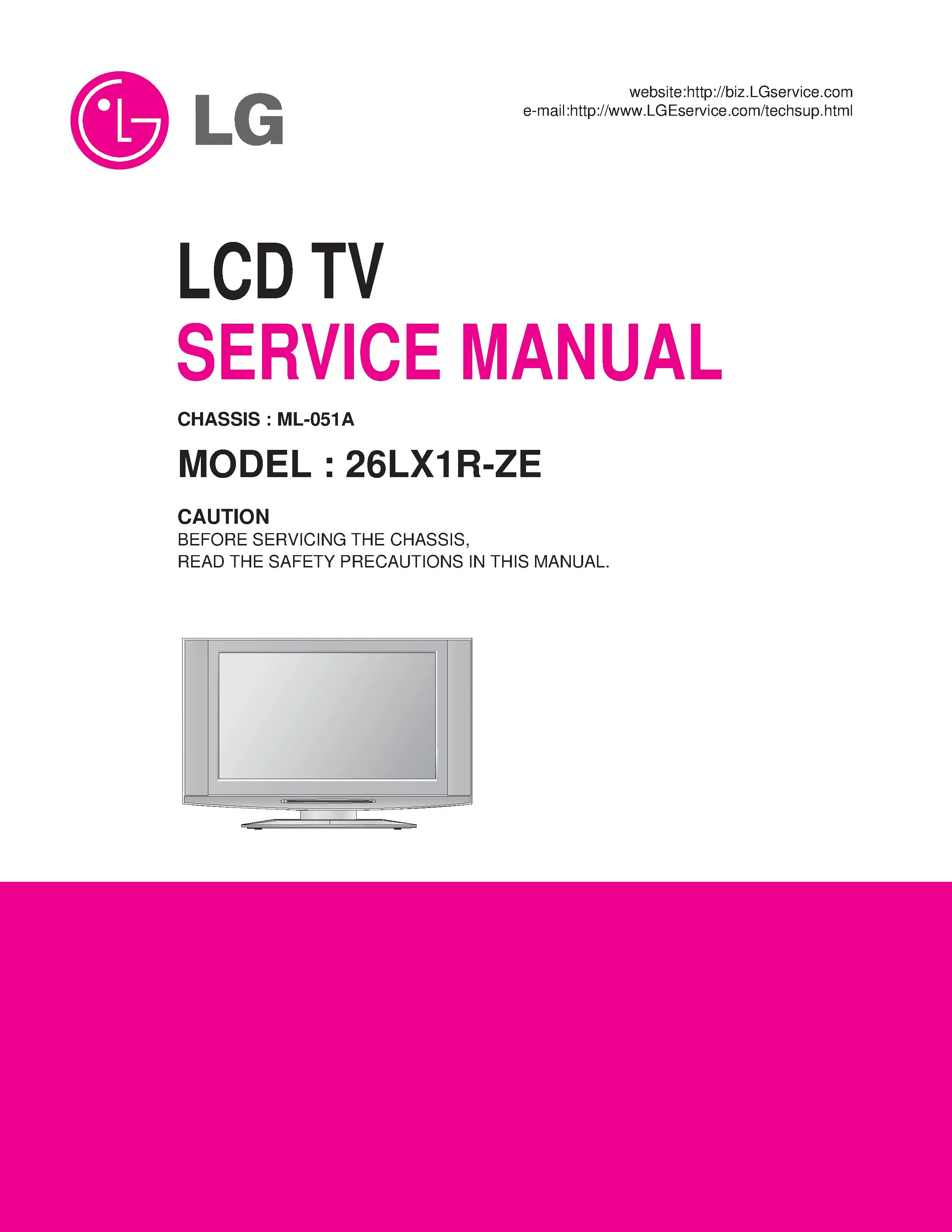 Lg 26lx1r service manual cover with photo's of Beko dryers, model code and contents