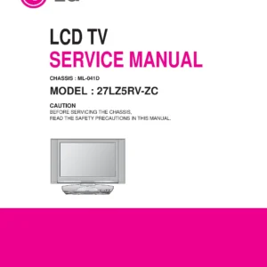 Lg 27lz5rv zv service manual cover with photo's of Beko dryers, model code and contents