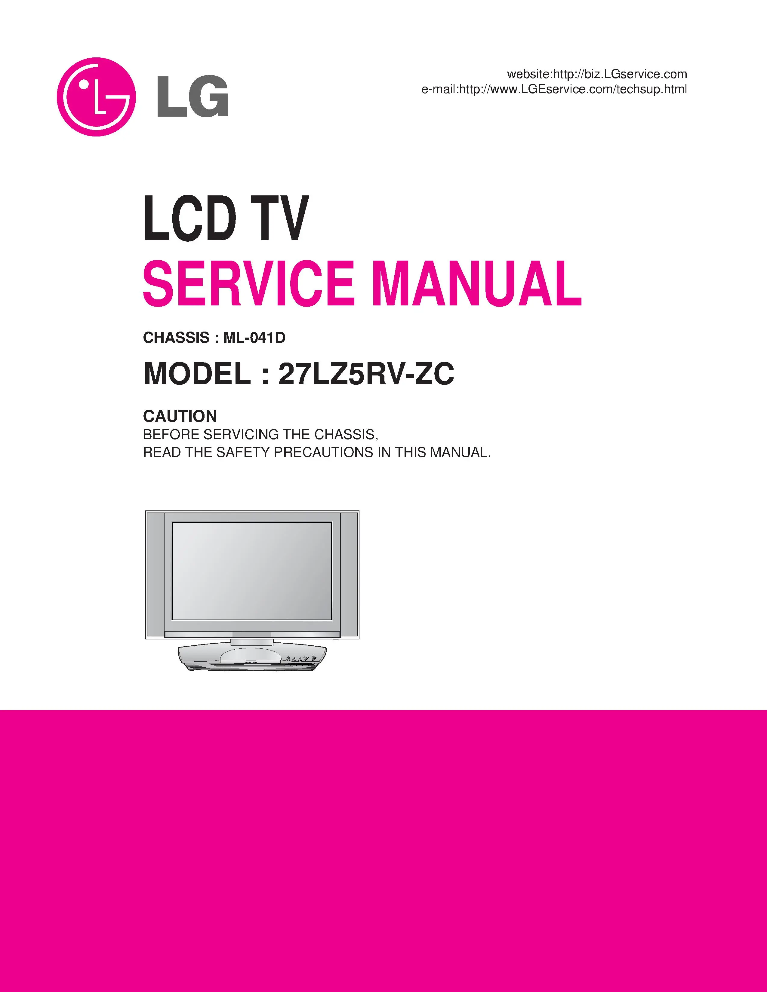 Lg 27lz5rv zv service manual cover with photo's of Beko dryers, model code and contents