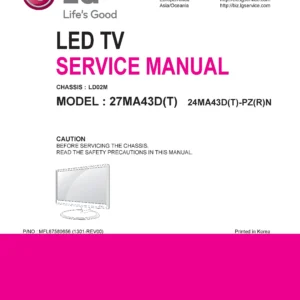Lg 27ma43d pr service manual cover with photo's of Beko dryers, model code and contents