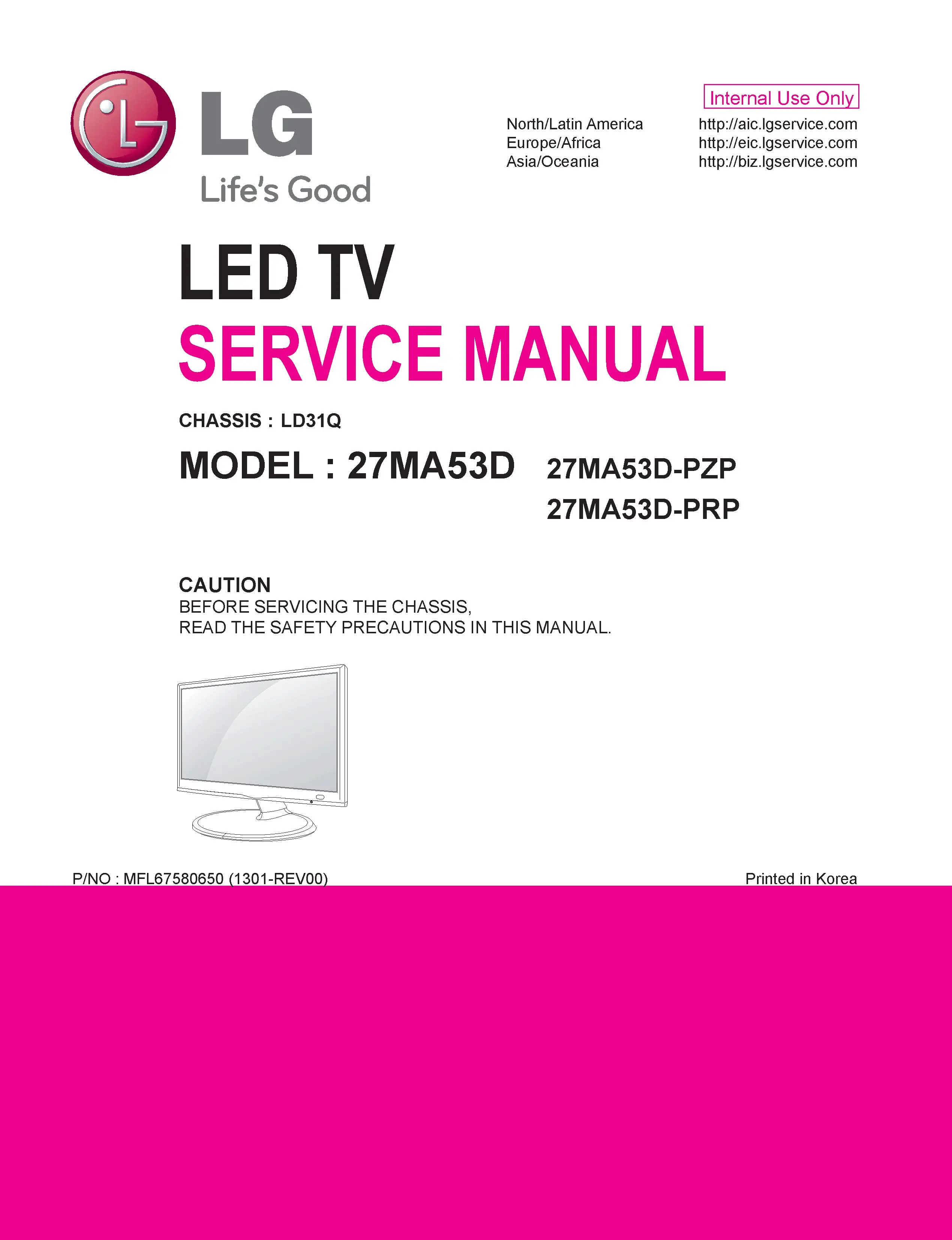 Lg 27ma53d pz service manual cover with photo's of Beko dryers, model code and contents