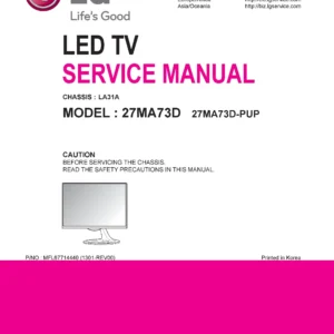 Lg 27ma73d pu service manual cover with photo's of Beko dryers, model code and contents