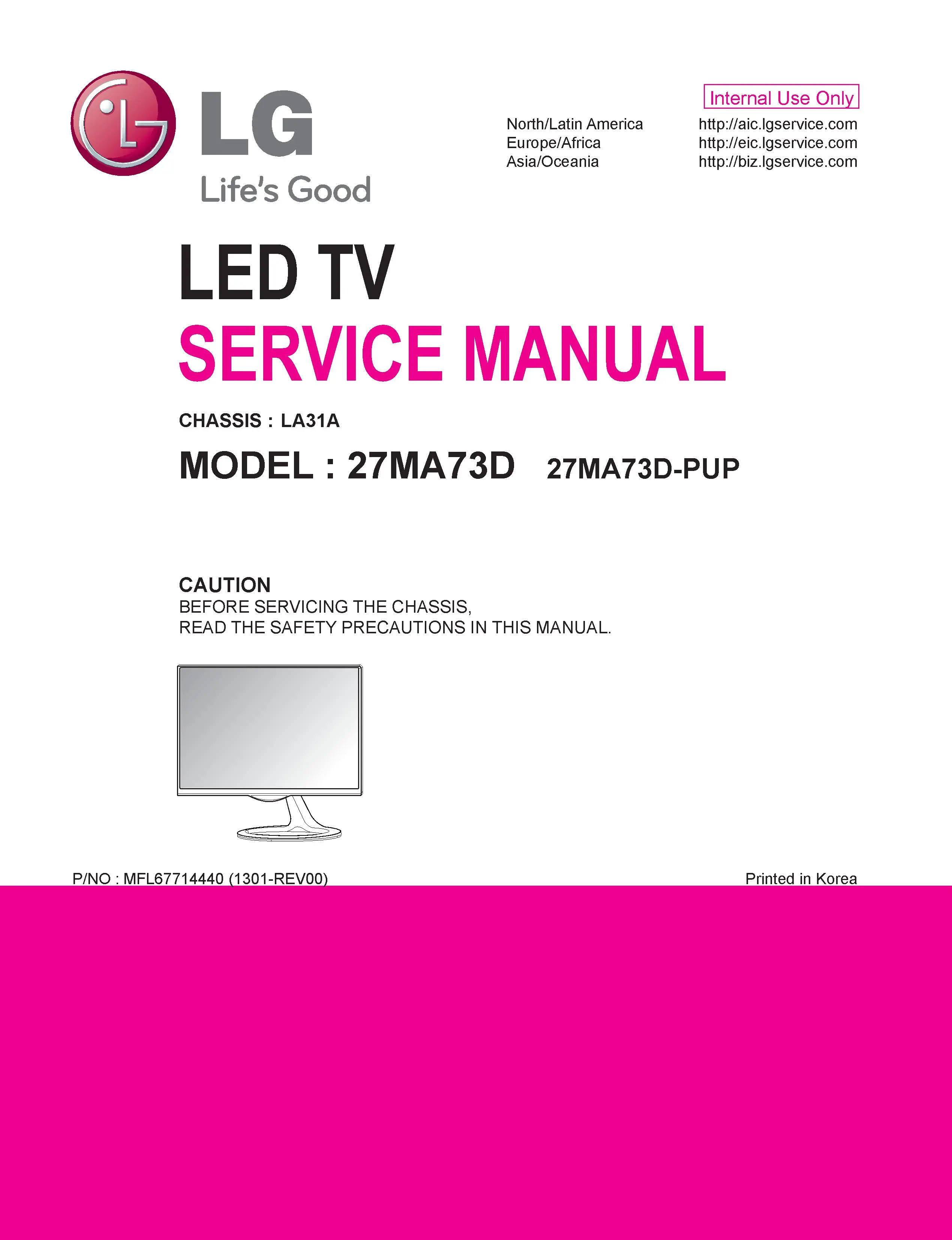 Lg 27ma73d pu service manual cover with photo's of Beko dryers, model code and contents