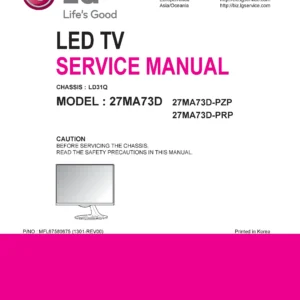 Lg 27ma73d pz service manual cover with photo's of Beko dryers, model code and contents