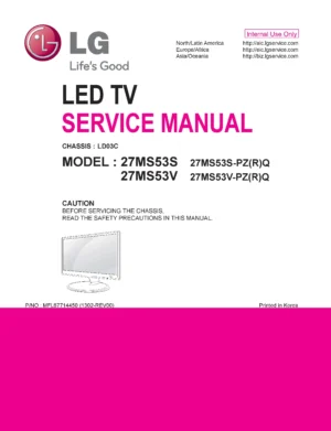 Lg 27ms53v pz service manual cover with photo's of Beko dryers, model code and contents