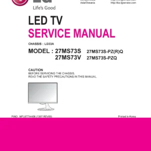 Lg 27ms73s pz service manual cover with photo's of Beko dryers, model code and contents