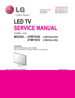 Lg 27mt93s pr service manual cover with photo's of Beko dryers, model code and contents
