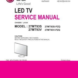 Lg 27mt93s pz service manual cover with photo's of Beko dryers, model code and contents