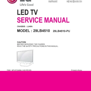 Lg 29lb4510 pu service manual cover with photo's of Beko dryers, model code and contents