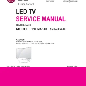 Lg 29ln4510 pu service manual cover with photo's of Beko dryers, model code and contents