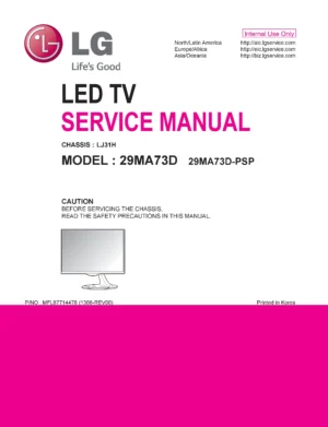Lg 29ma73d ps service manual cover with photo's of Beko dryers, model code and contents
