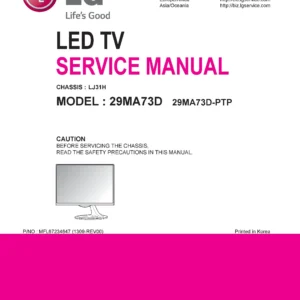 Lg 29ma73d pt service manual cover with photo's of Beko dryers, model code and contents