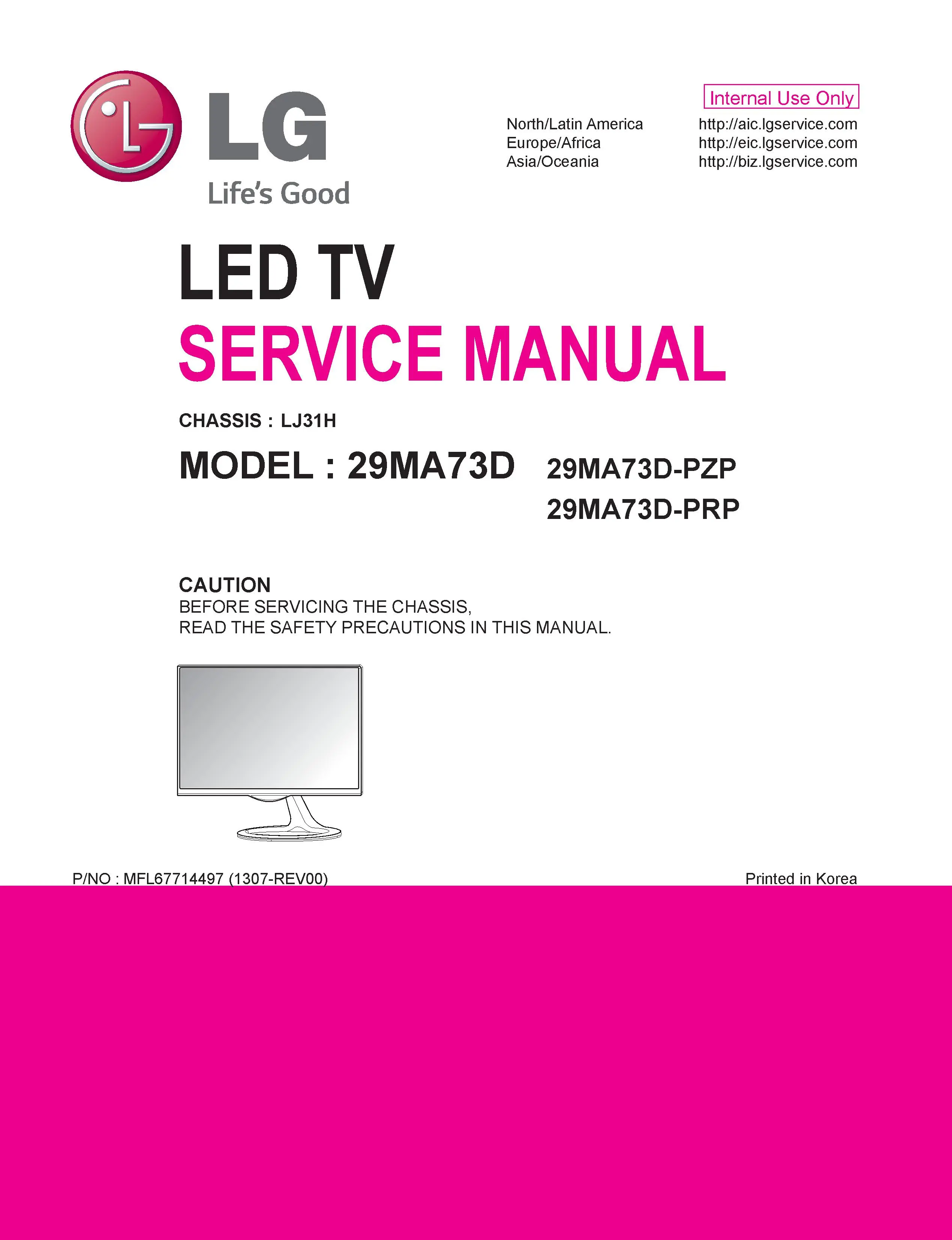 Lg 29ma73d pz service manual cover with photo's of Beko dryers, model code and contents