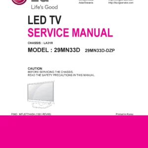 Lg 29mn33d dz service manual cover with photo's of Beko dryers, model code and contents